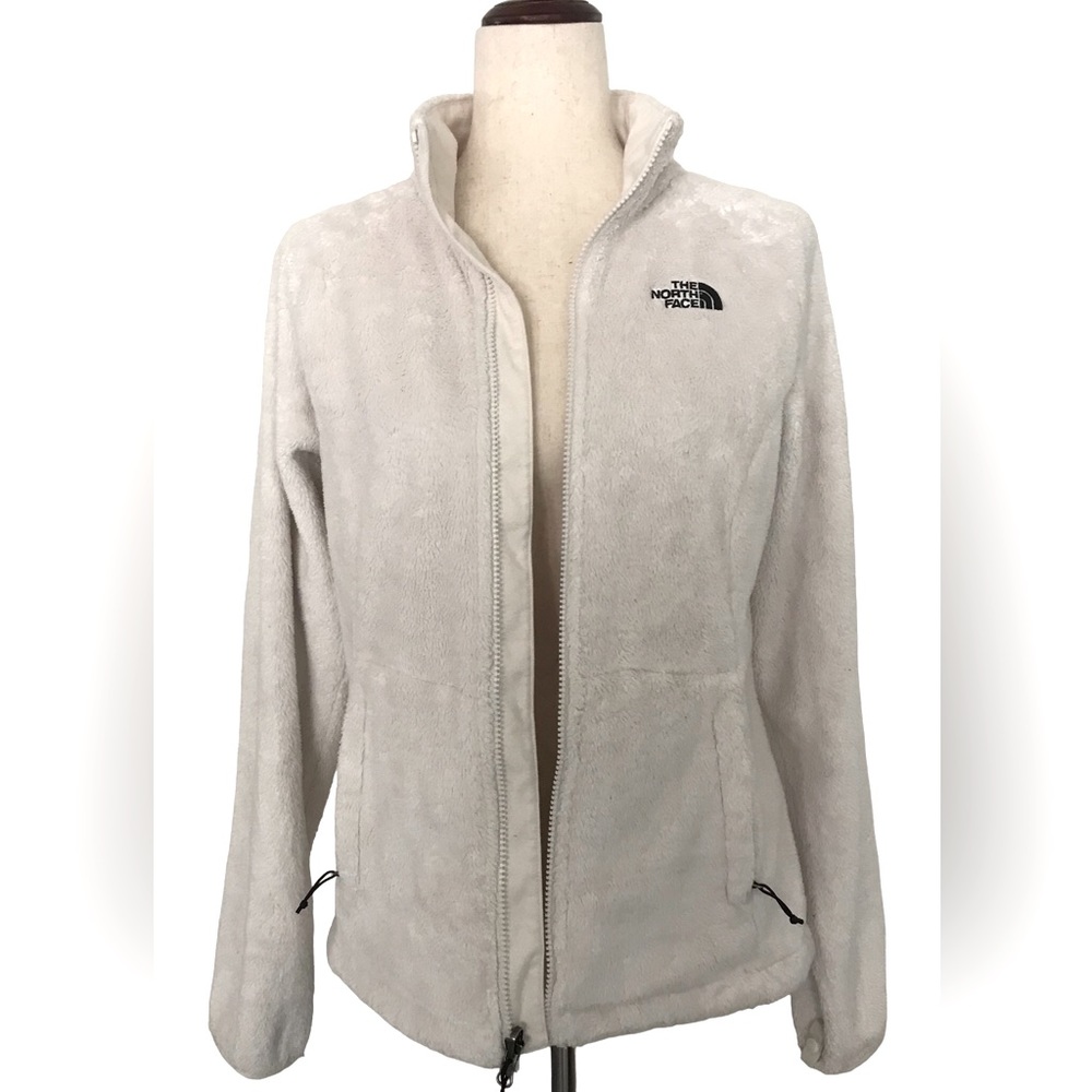 The North Face Fleece Jacket Zipper Pockets Full Zip Cream Color Size Small - Picture 11 of 13